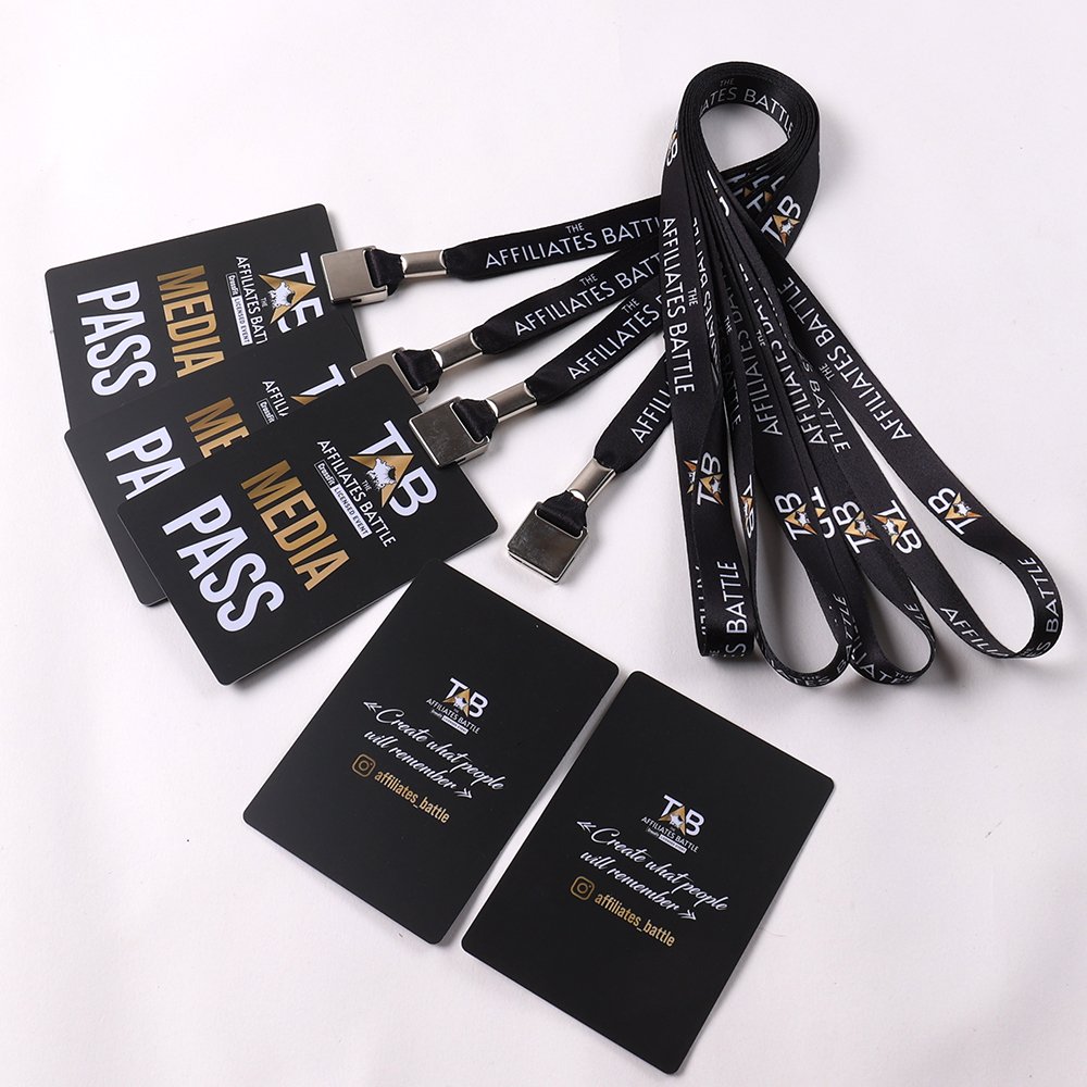 Sports media credential lanyards with press and photographer passes