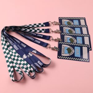 Custom racing lanyards with printed event credential cards