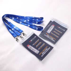 Exhibition lanyard with soft PVC badge holder and printed paper card