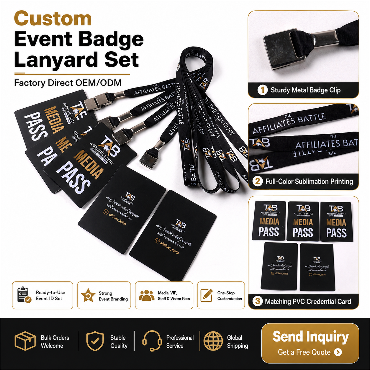 Sports event credentials for athletes staff volunteers officials media and VIP guests