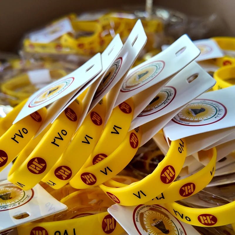 Promotional wristbands customized with logo and brand colors for campaigns