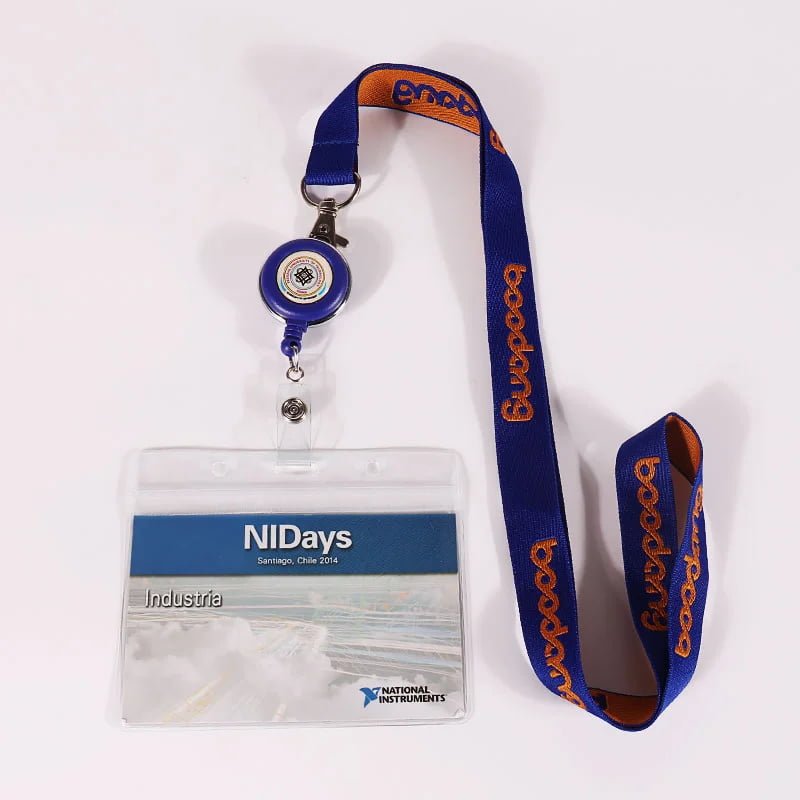 Woven Lanyards with Badge Reels -- jacquard webbing combined with retractable badge reel for quick ID access