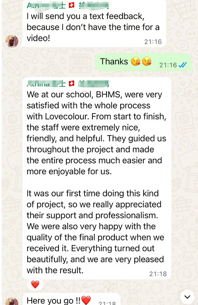 BHMS customer review of LOVECOLOUR custom lanyard project