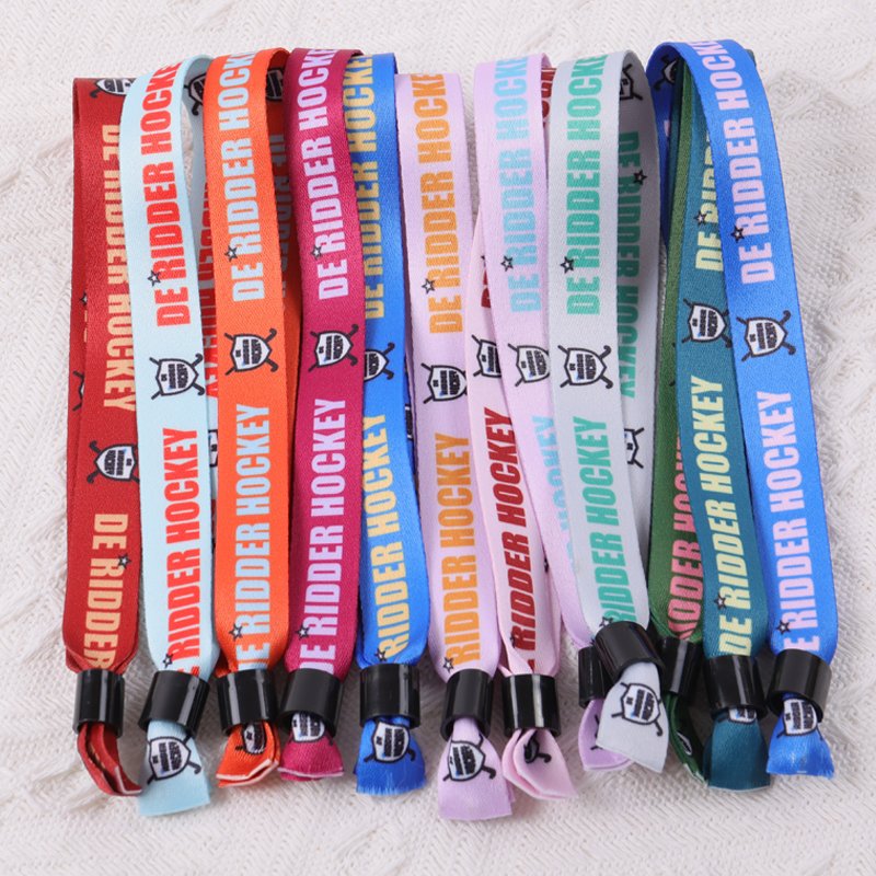 Full color heat transfer fabric wristbands with custom logo printing
