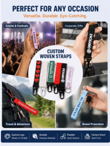 Custom logo short lanyards and wristlet keychains for corporate gifts, events and promotional giveaways