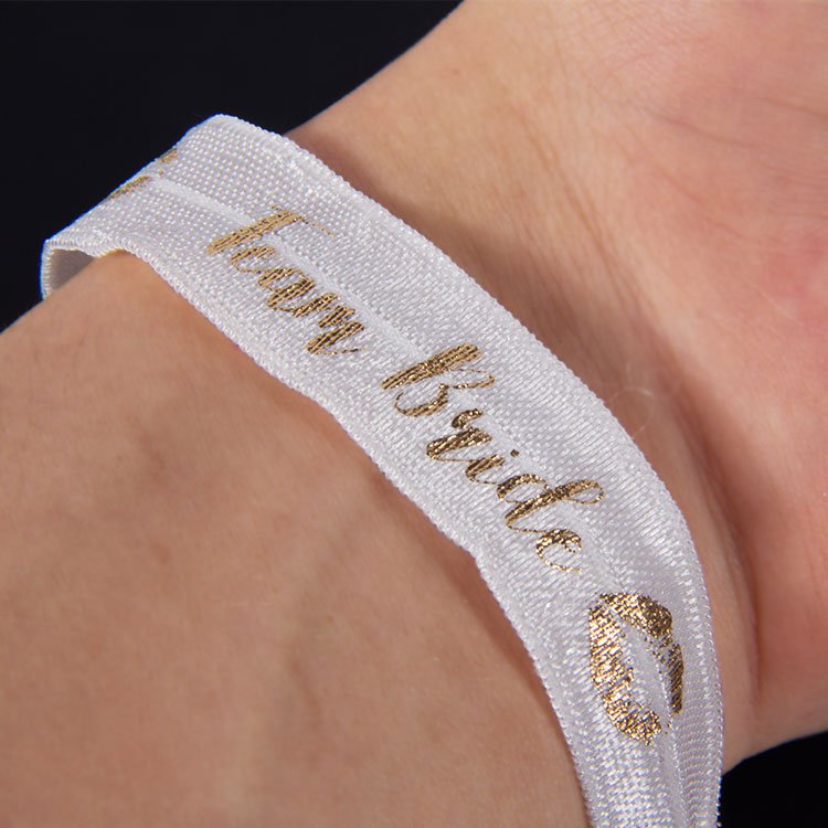 Custom screen printed elastic wristbands with simple logo designs