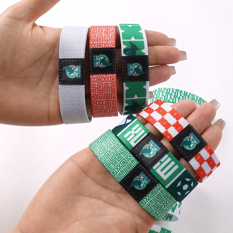 Bulk custom elastic wristbands with different colors logos and designs