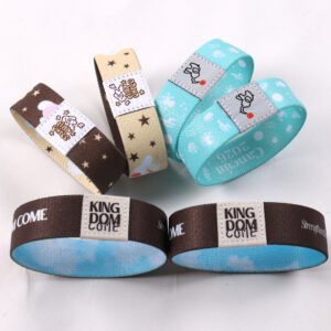 Custom branded NFC elastic wristbands with woven smart labels
