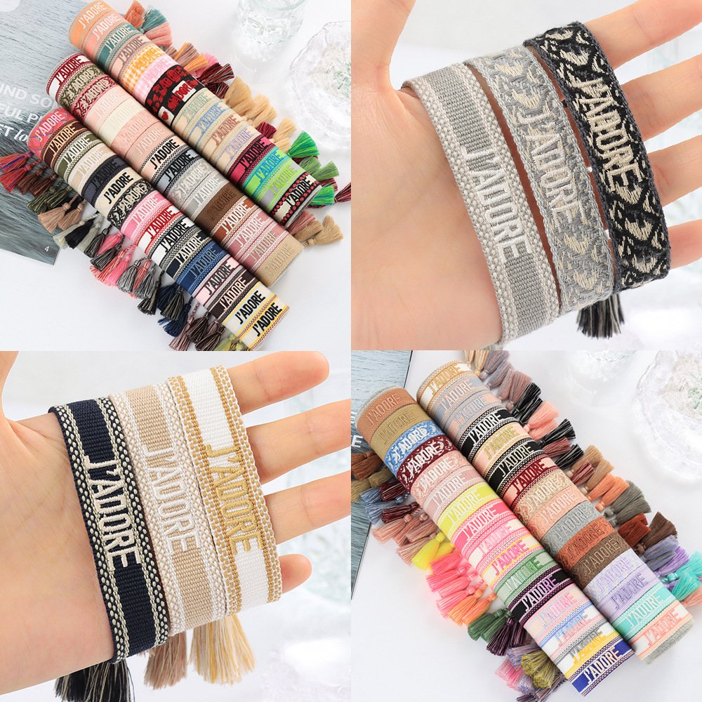 Personalized embroidered bracelet ideas with names words initials and simple symbols