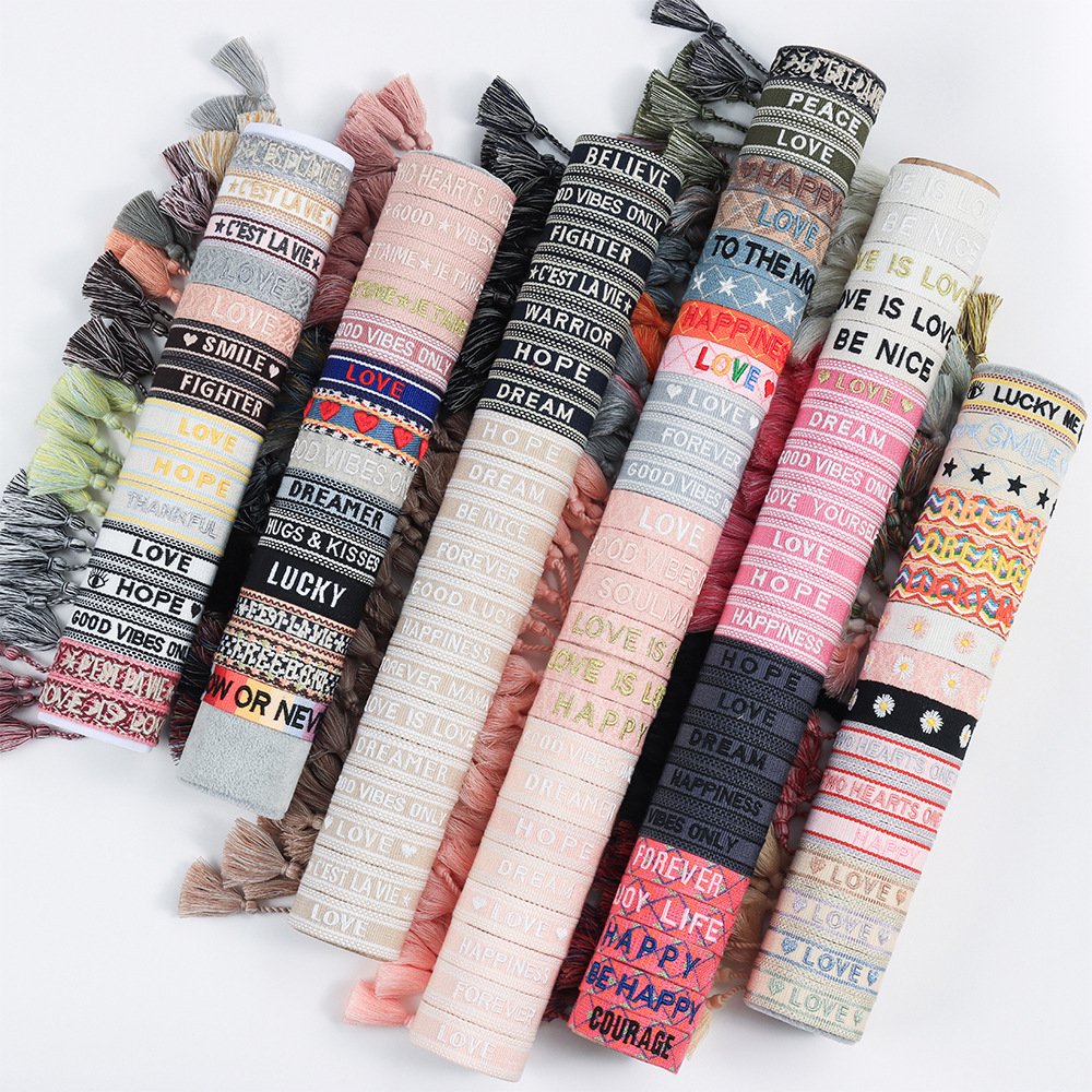 Friendship bracelet word ideas including love hope dream shine and personalized messages