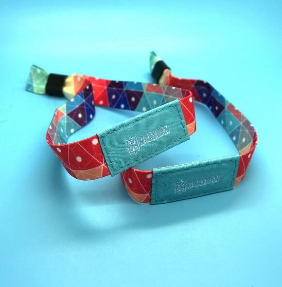 Custom RFID fabric wristbands with colorful rectangular RFID modules