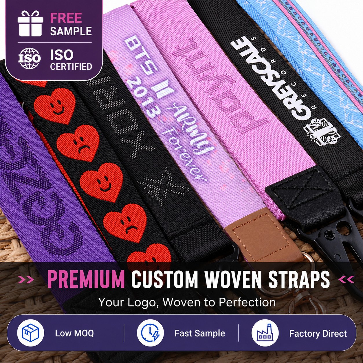 custom short lanyards wristlet keychains