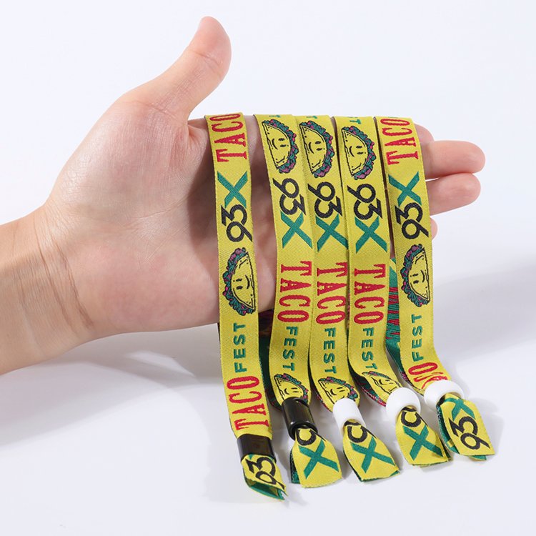 Custom logo fabric wristbands with colorful printing for events