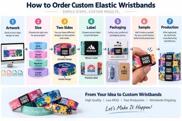 Custom elastic wristband manufacturing process from artwork to bulk production