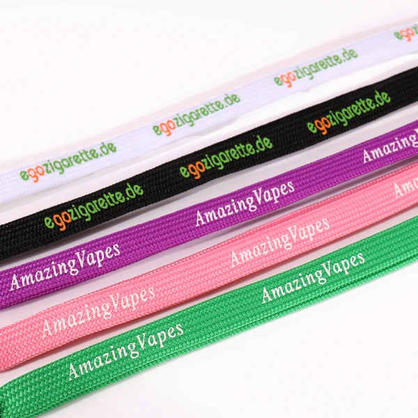 White, black, purple, pink and green straps displaying repeated AmazingVapes lettering